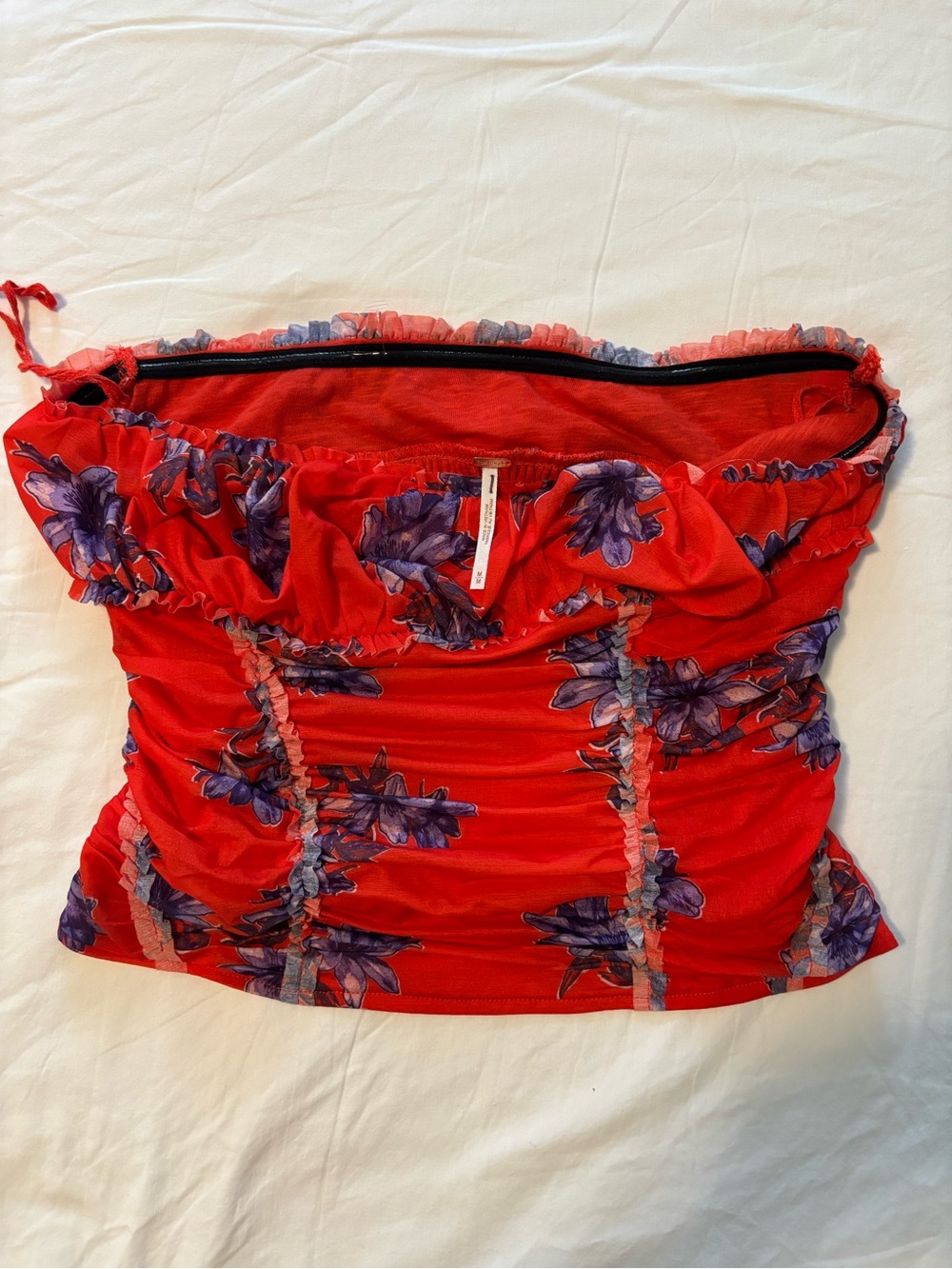 Free people Red Strapless Tube Top with Heathered Texture
